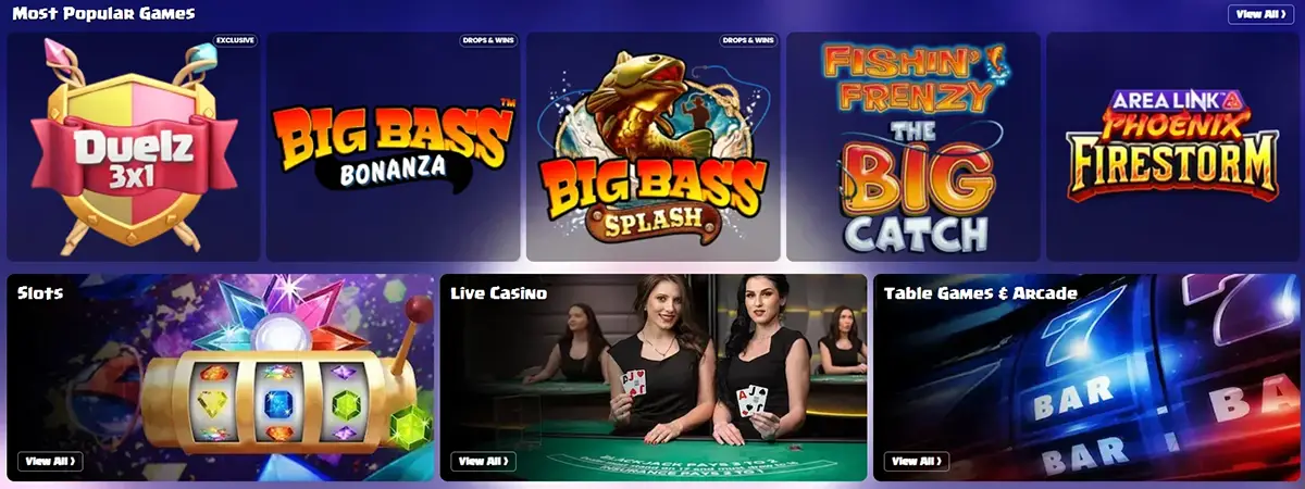 Popular games at Duelz Casino